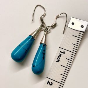 Real sterling silver and turquoise drop earring - never worn - from India